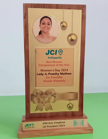 JCI Best Women Entrepreneur of the year Kerala Naturals Co-founder Ms.Preethy Mathew