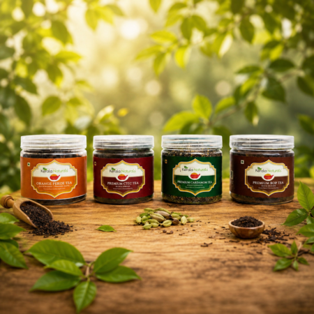 Premium Tea Collection featuring CTC tea, BOP tea, cardamom tea and orange pekoe tea