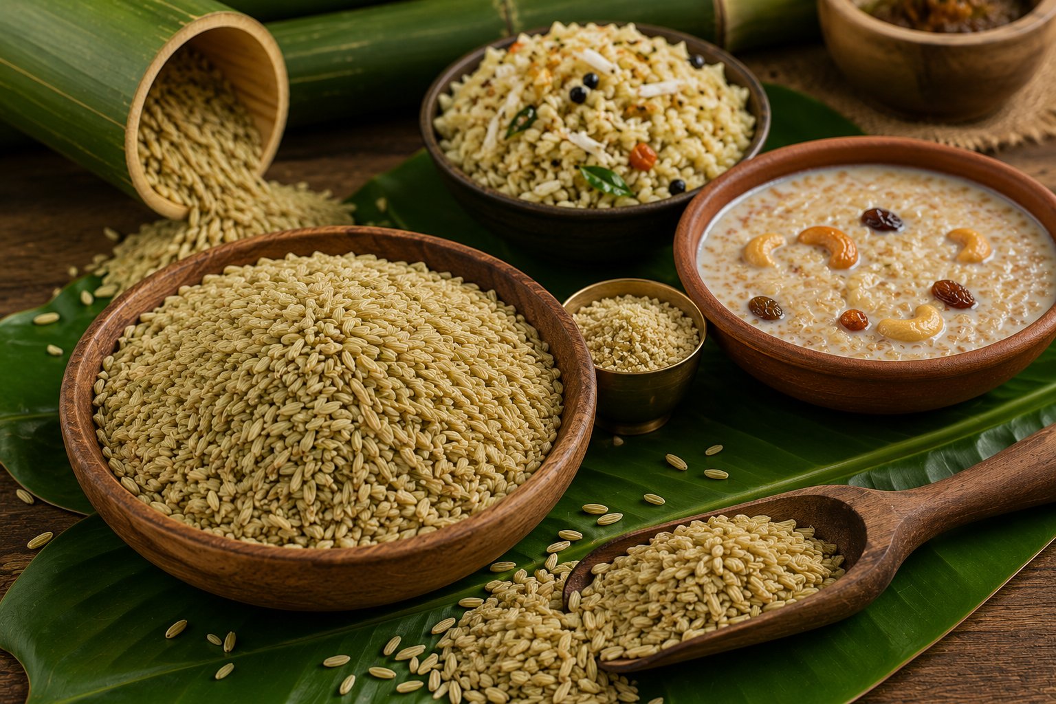 rice from bamboo harvested bamboo seeds and cooked rice