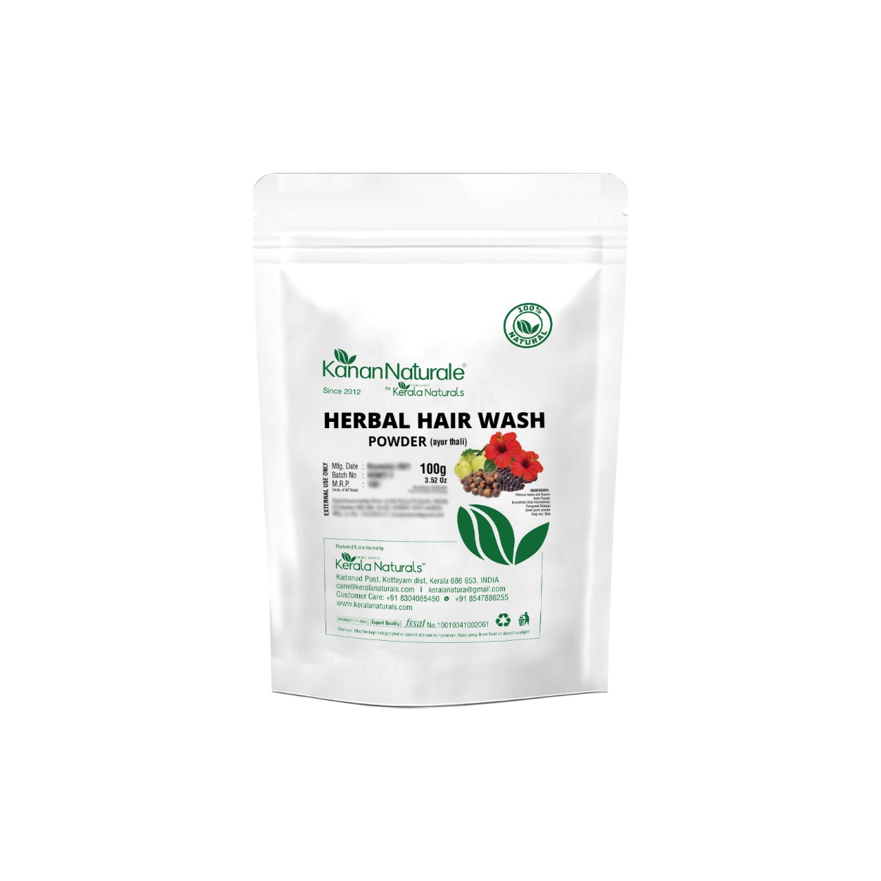 Ayur thali - Herbal Hair wash Powder 100 gm - Kerala Naturals
