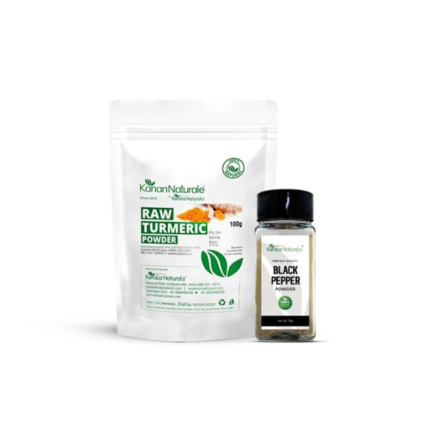Raw Turmeric Powder 100g and Black Pepper Powder 75g- Health Duo