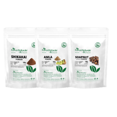 Amla powder 100gm + Soapnut(Aritha/Reetha) powder 100gm + Shikakai powder 100gm – Complete Haircare Combo.