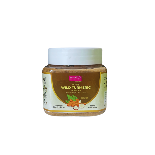 White Wild Turmeric Powder Kasturi Manjal (Musk Turmeric Powder) – Premium Skin Brightening & Tan Removal Face Pack | 100% Natural | Stain-Free | Suitable for All Skin Types | 50g