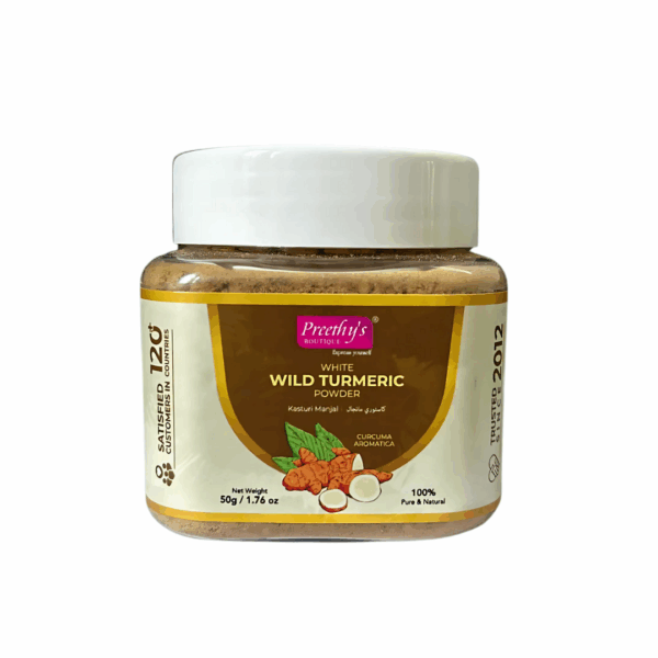 White Wild Turmeric Powder Kasturi Manjal (Musk Turmeric Powder) – Premium Skin Brightening & Tan Removal Face Pack | 100% Natural | Stain-Free | Suitable for All Skin Types | 50g